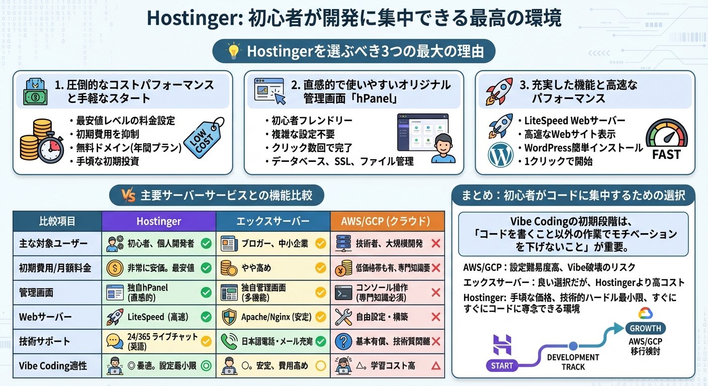 🚀 Vibe Codingを成功に導く！Hostingerを選ぶべき理由と競合比較