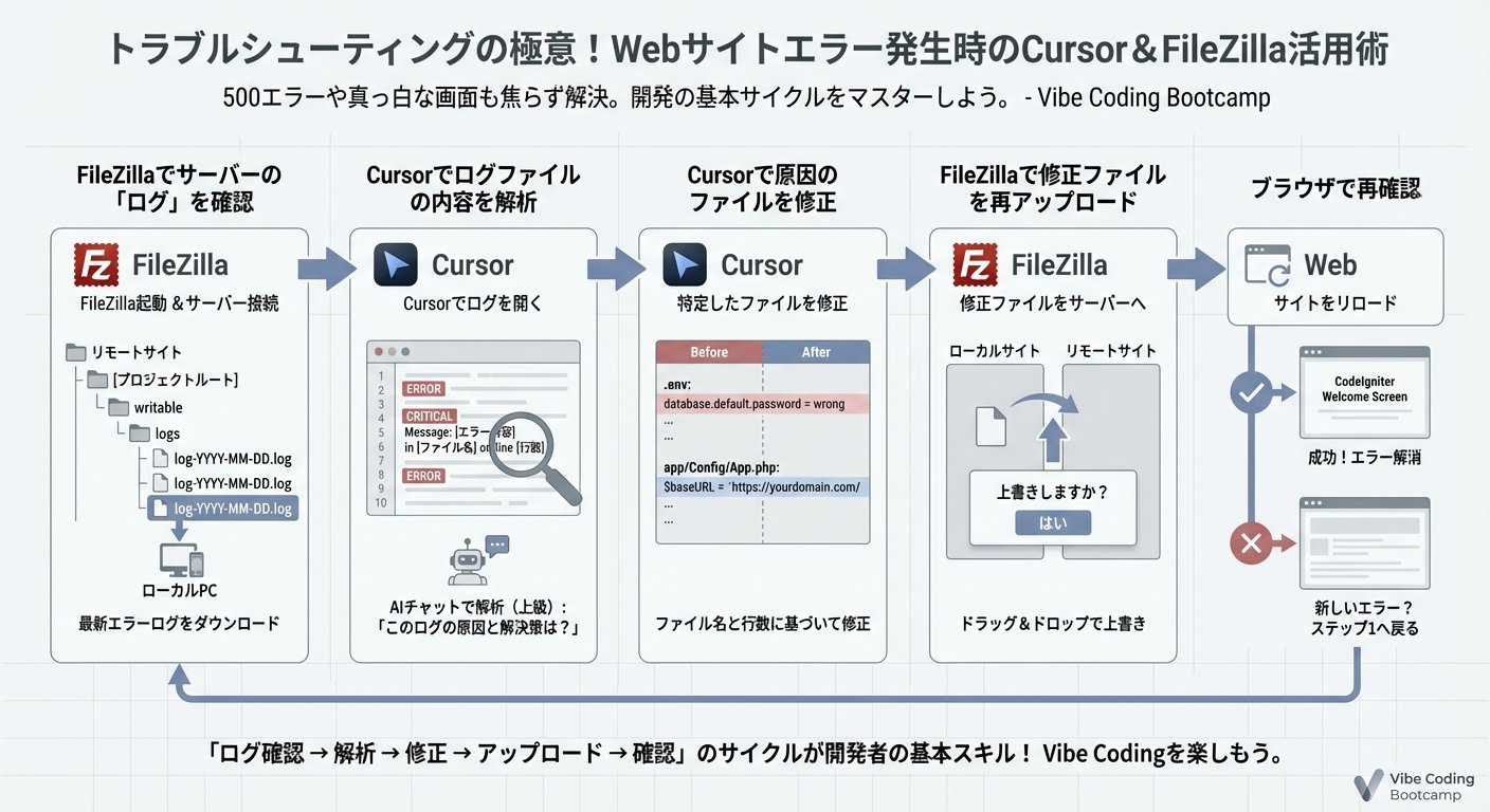 🚨 トラブルシューティングの極意！Webサイトエラー発生時のCursor＆FileZilla活用術